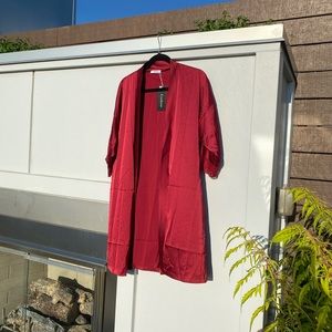 Red lace detailed robe